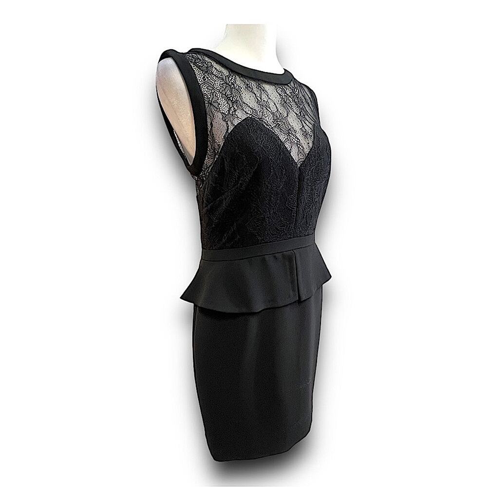 SANDRO Sleeveless Black Sheer Lace Sweetheart Neckline Peplum Cocktail Dress SZ1 - Picture 4 of 14